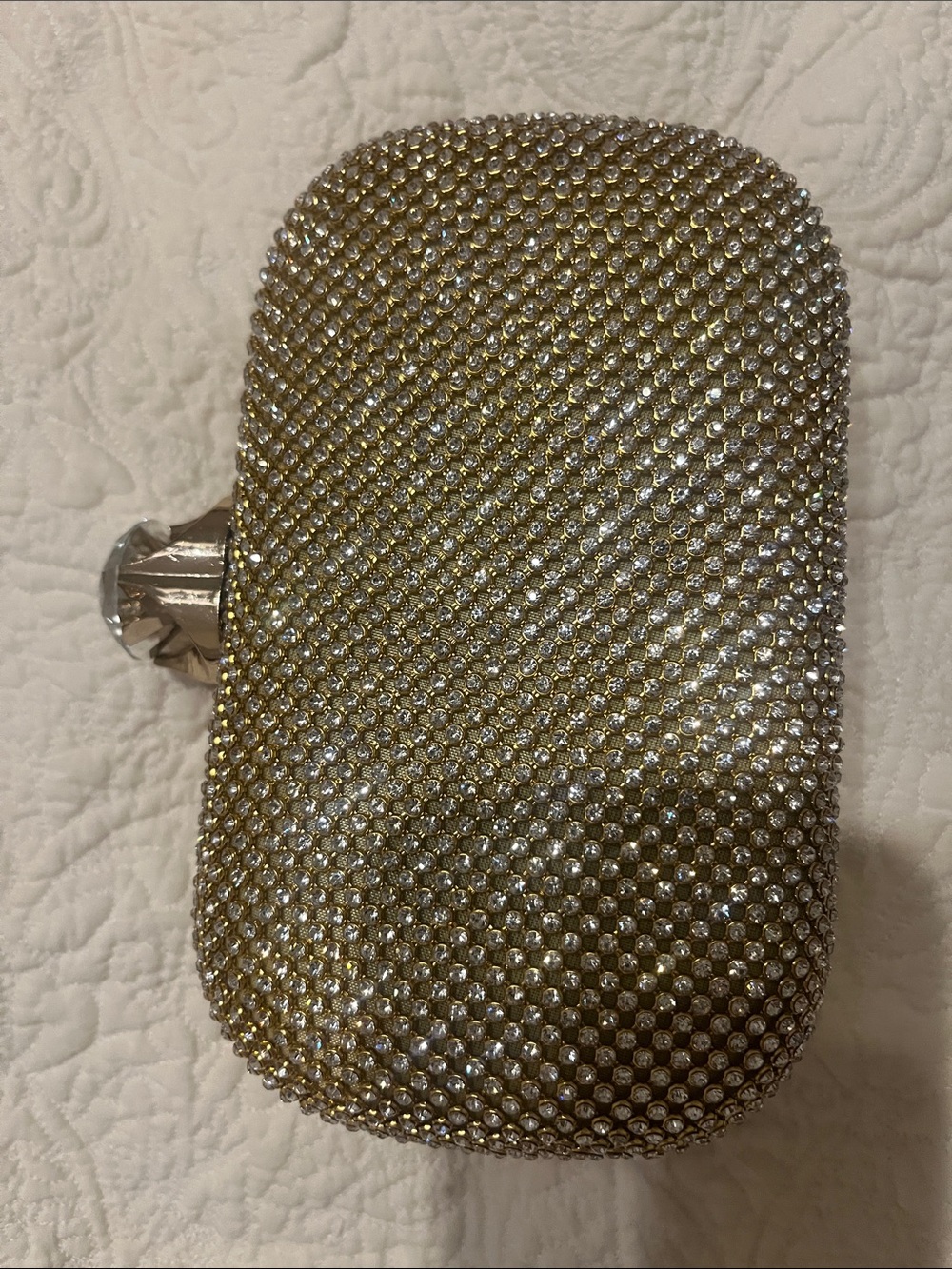Crystal Embellished Gold Evening Clutch